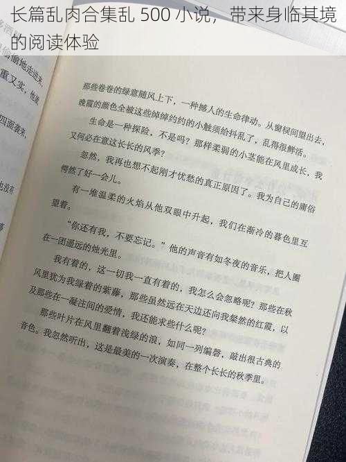 长篇乱肉合集乱 500 小说，带来身临其境的阅读体验