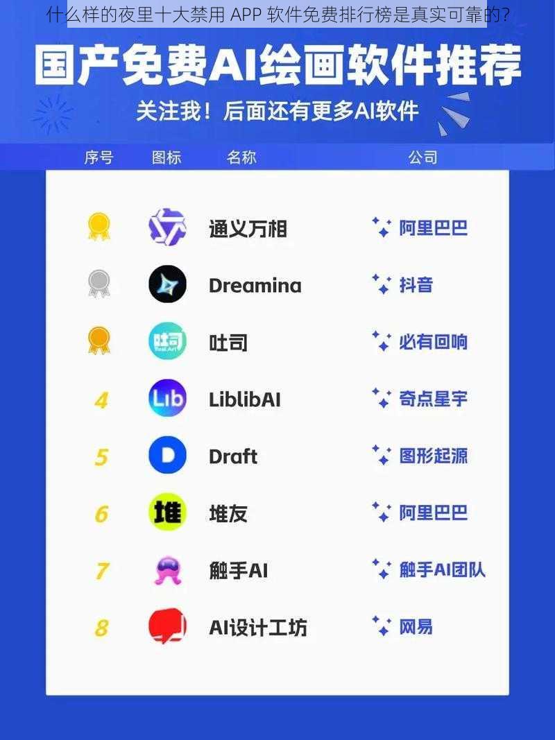 什么样的夜里十大禁用 APP 软件免费排行榜是真实可靠的？