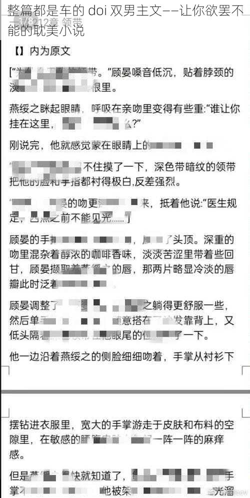 整篇都是车的 doi 双男主文——让你欲罢不能的耽美小说