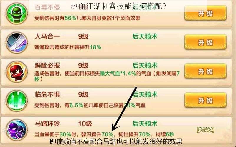 热血江湖刺客技能如何搭配？