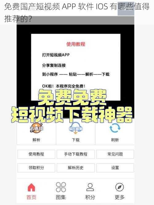 免费国产短视频 APP 软件 IOS 有哪些值得推荐的？