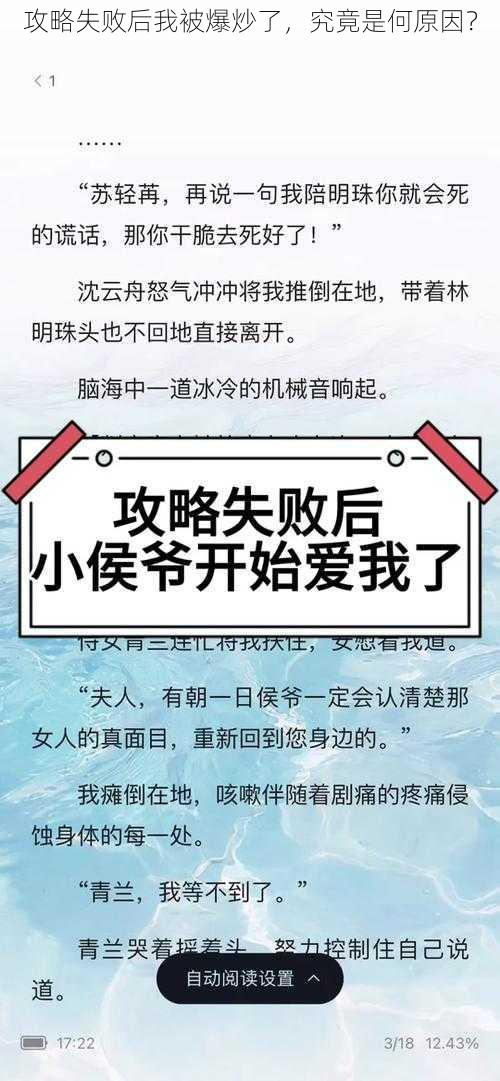 攻略失败后我被爆炒了，究竟是何原因？