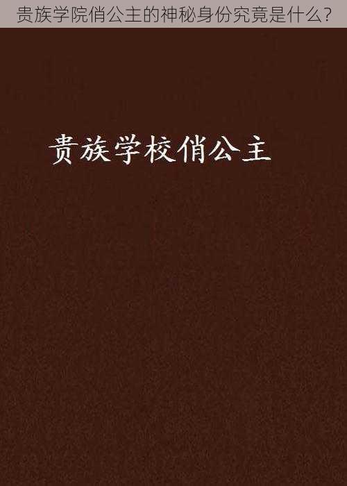 贵族学院俏公主的神秘身份究竟是什么？