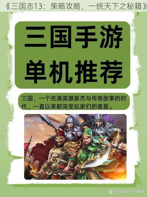 《三国志13：策略攻略，一统天下之秘籍》