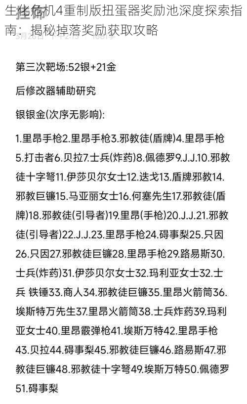 生化危机4重制版扭蛋器奖励池深度探索指南：揭秘掉落奖励获取攻略