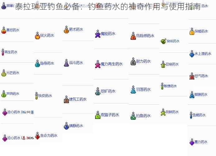 泰拉瑞亚钓鱼必备：钓鱼药水的神奇作用与使用指南