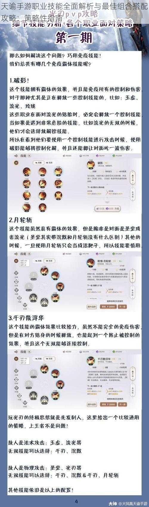 天谕手游职业技能全面解析与最佳组合搭配攻略：策略性指南