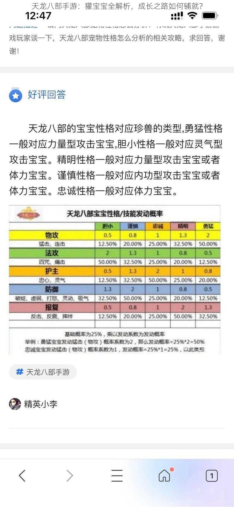 天龙八部手游：獾宝宝全解析，成长之路如何铺就？